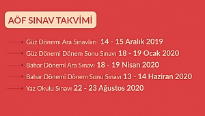 2019 - 2020 AÖF Sınav Takvimi Açıklandı
