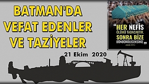 Batman Vefat Edenler Taziyeler - 21 Ekim 2020
