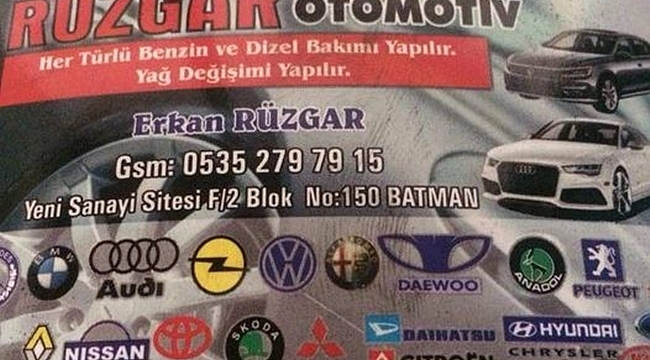 Batman Rüzgar Oto Motor Tamir Bakım