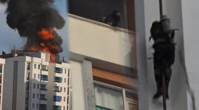 Diyarbakır'da itfaiyeciler alevlerin arasında kaldı! Halatla binadan inerken düşerek yaralandı