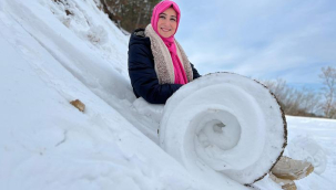 Doğada nadir görülüyor: Amasya'da Nisan'da 'kar ruloları' oluştu!